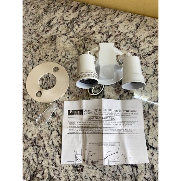 Progress Lighting Outdoor Flood Light Fixture White Adjustable Twin Lamp Heads - Picture 1 of 4